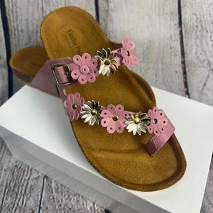 Girls Giulia Palai flower sandals. Size 4